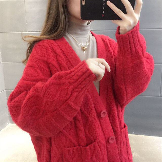 Alina knitted cardigan | Long, thick and warm