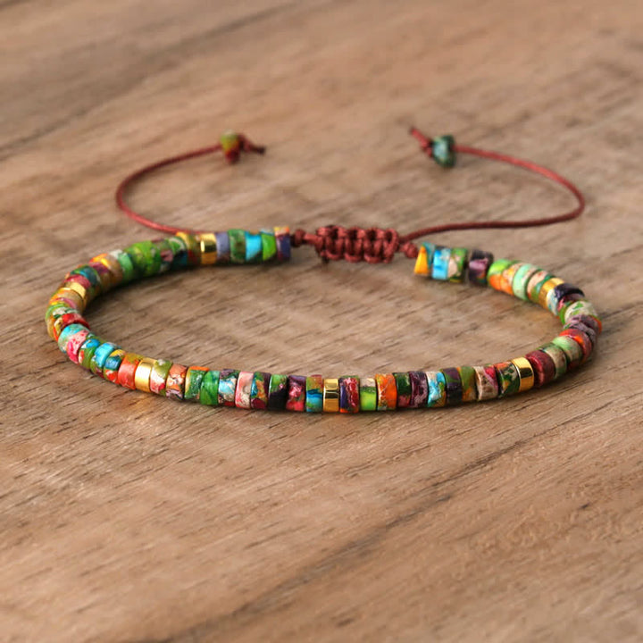 Gevlochten Armband met 2,4 mm Natuurlijke Steen Rollers - Seraphina