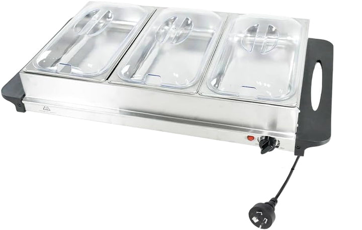 Electric Buffet Food Warmer with 3 x 2.5L Trays &amp; Temperature Control – Valtero