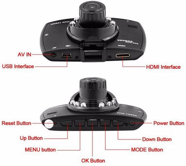 Auto-Dashcam mit Dual-Lens G30 2.7" LCD Full HD 1080P mit G-Sensor