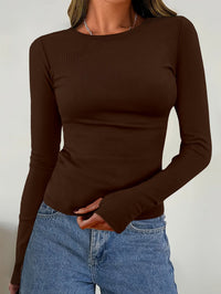 Damen-Top mit langen Ärmeln und Rundhalsausschnitt für Herbst & Winter – Vivienne