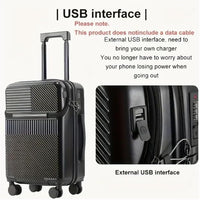 Hard Shell Handbagagekoffer met Bekerhouder, USB-poort & TSA-slot