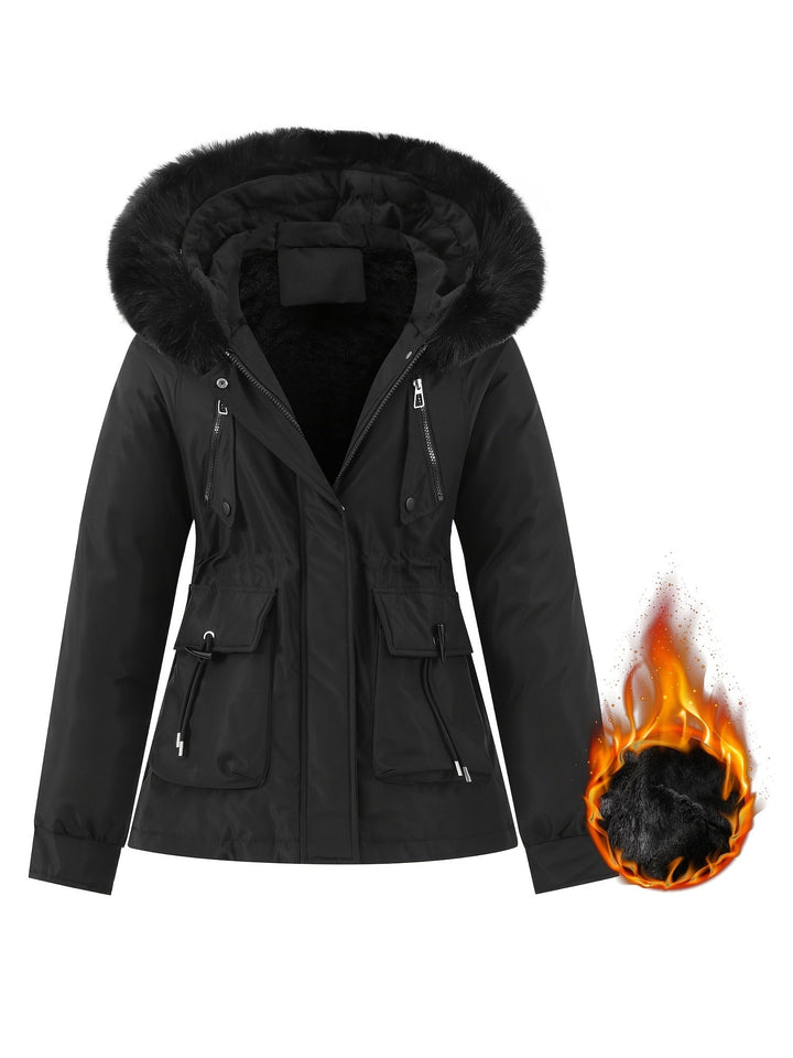 Damen Winterjacke mit Abnehmbarer Fellkapuze - Noëlle