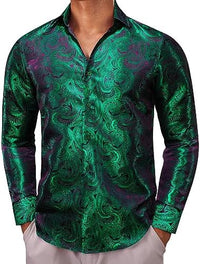 Men's Paisley Jacquard Shirt – Long-Sleeve Style for Weddings & Evening Wear 12