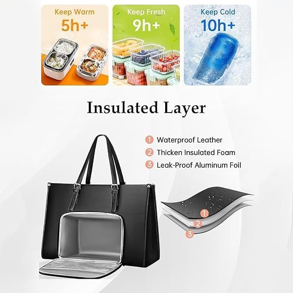 Geïsoleerde lunchtas voor vrouwen met laptopcompartiment