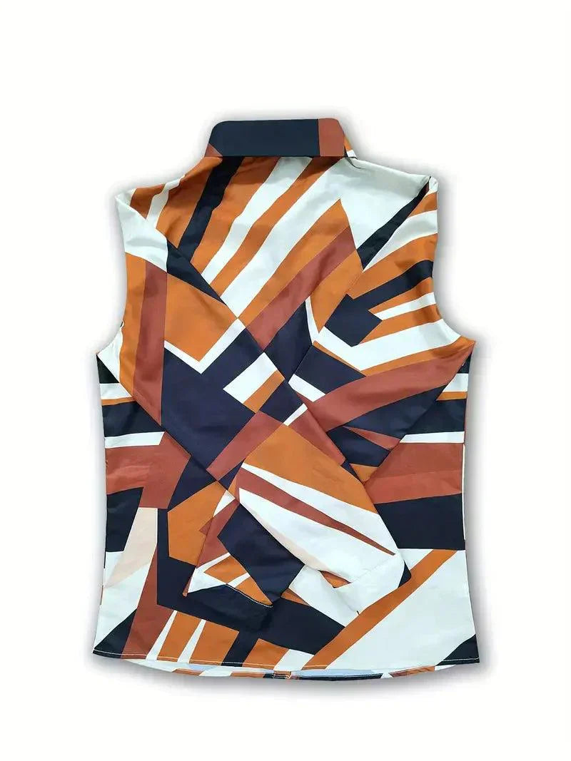 Trendy women's blouse with abstract pattern and button closure - Marlene