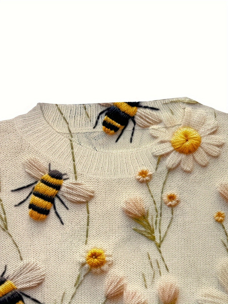 Trendiger Damen Pullover mit Bienenmuster - Sophie