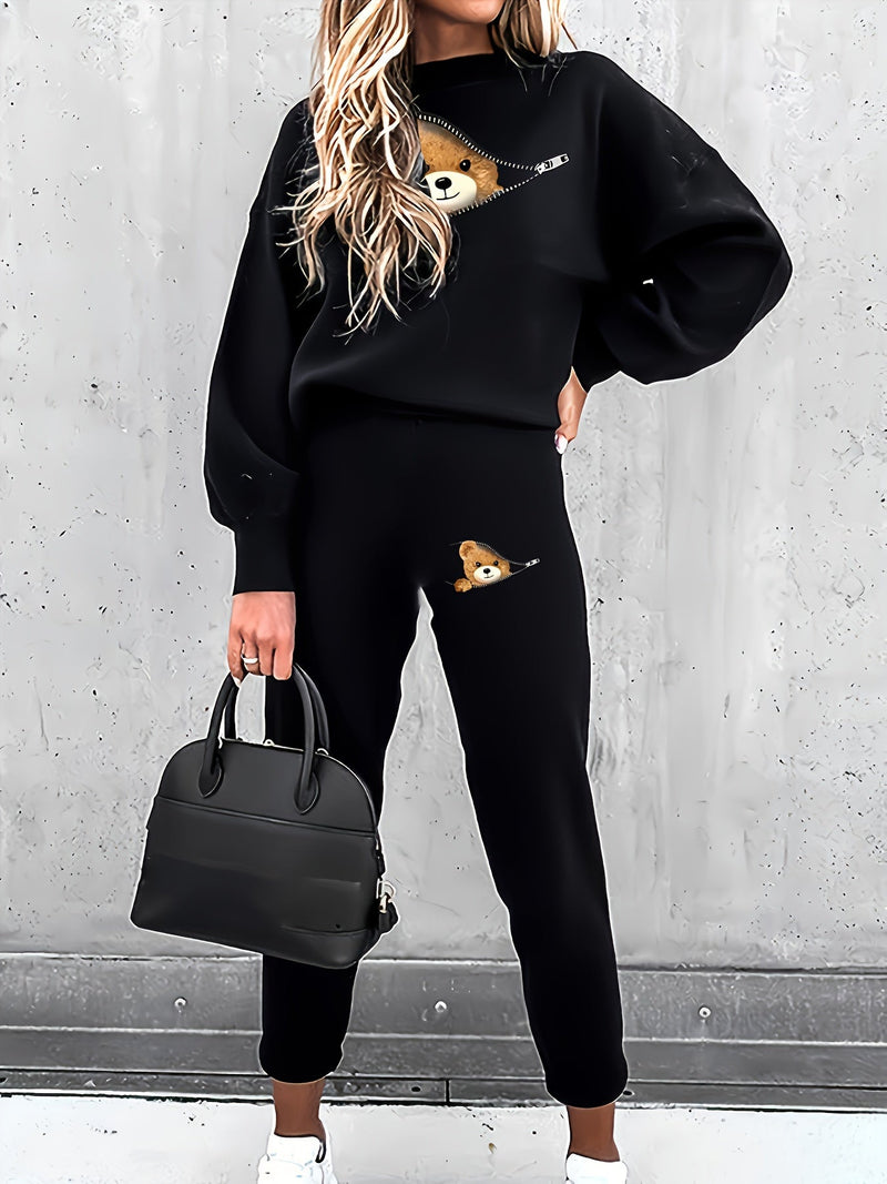 Lässiges Zweiteiliges Outfit mit Süßem Bärenprint - Mila