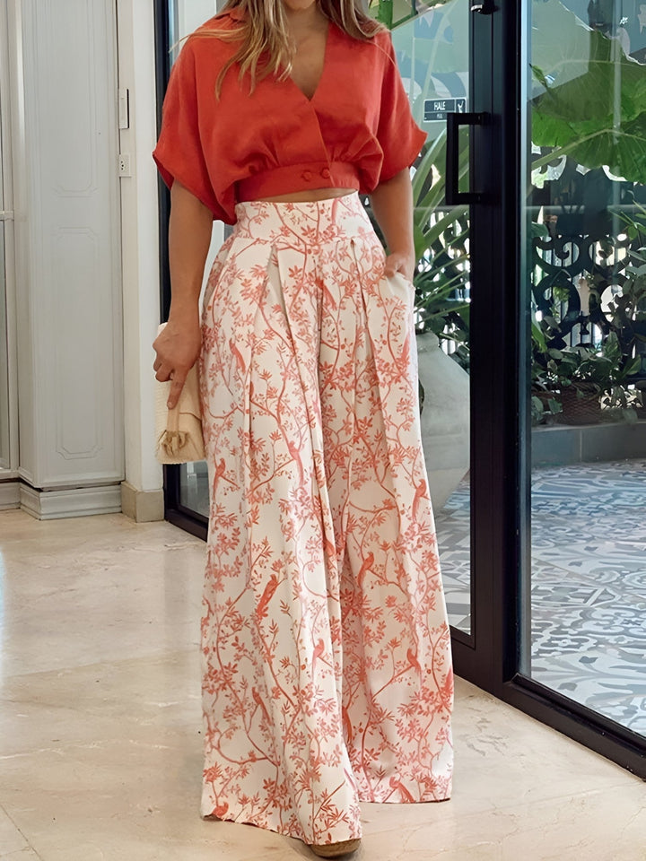 Tweedelige Zomerset met Losse Blouse en Wijde Broek – Élise