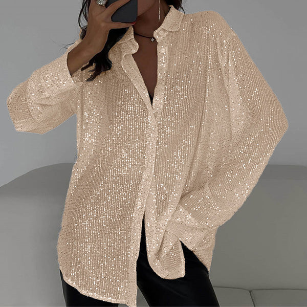 Lockere Bluse mit glänzenden Pailletten – Celeste