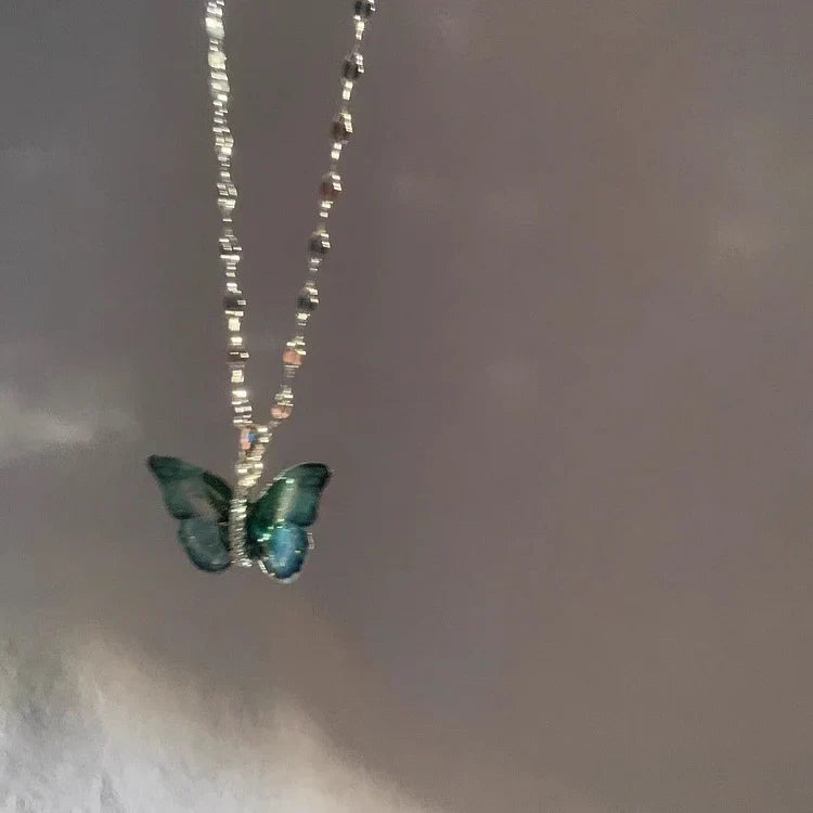 Blue Butterfly Necklace - Elina