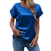 Satinized trendy shirt with loose cut for women - Leona