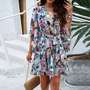 Verspieltes Minikleid mit Blumenmuster und Glockenärmeln - Liora
