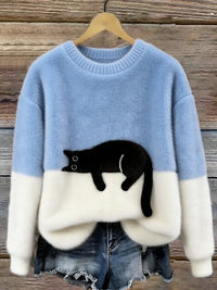 Cat Print Oversized Sweater 2