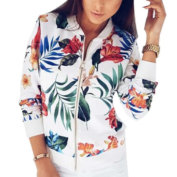 Langärmelige Damen Sommerjacke mit Blumenmuster – Liora