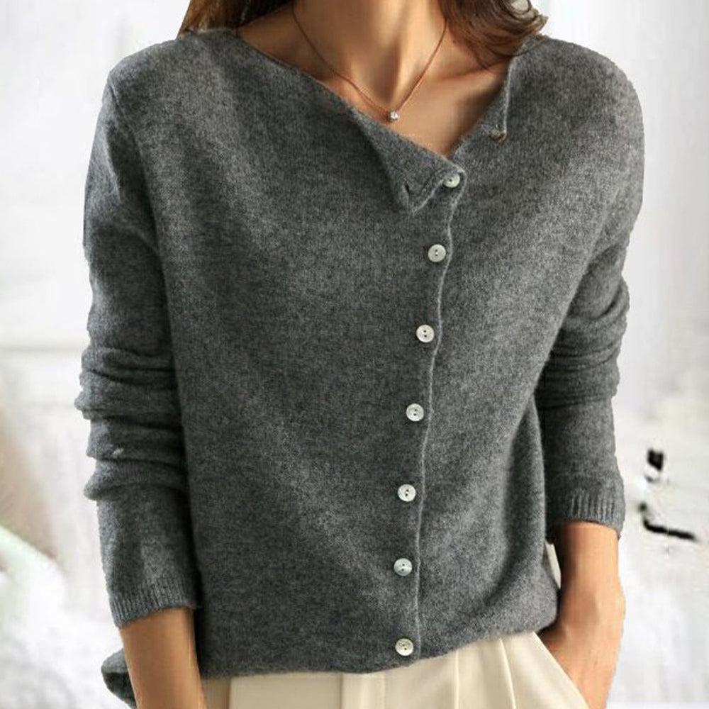 Fashionable Sweater with Stylish Button Closure - Elisa