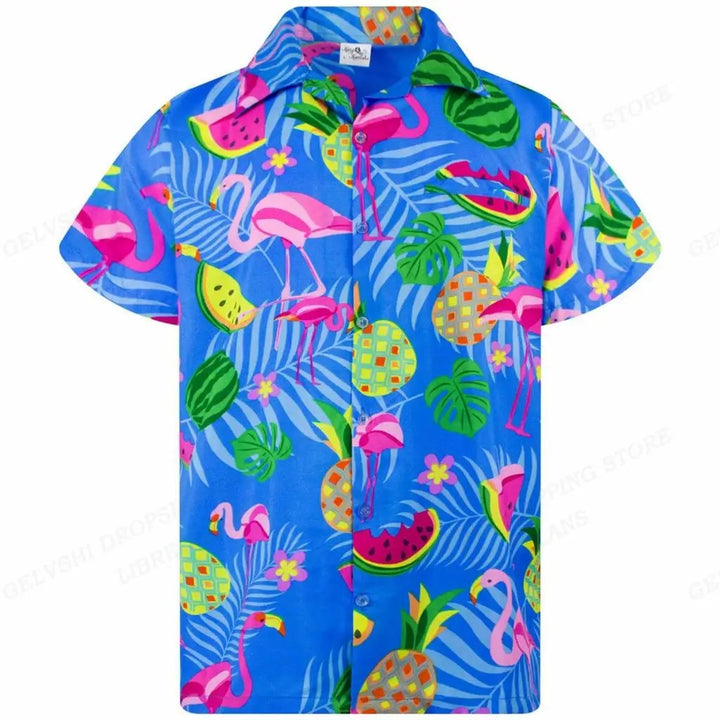 Tropisches 3D Flamingo Hemd – Kai