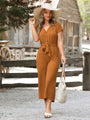 Stilvoller kurzer Jumpsuit mit Knopfleiste und Taillenband - LuftVibe