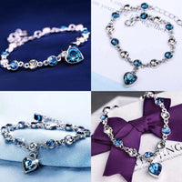 Ozeanherz Kristallarmband | Mit wunderschönem blauem Herzanhänger