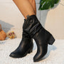 Damenlederstiefel mit bequemem Absatz – Amara
