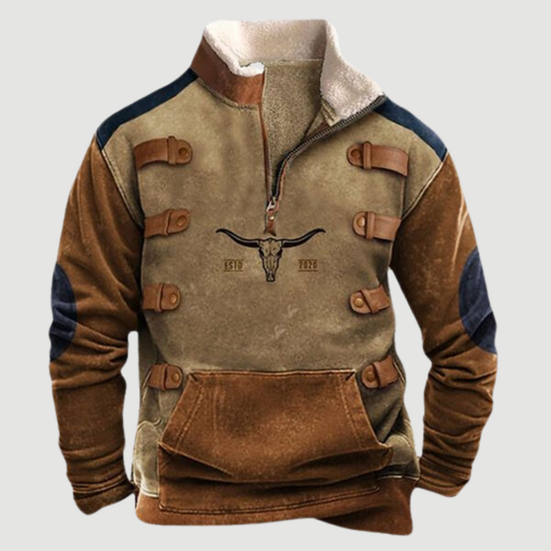 Vintage Fleece-Winterpullover mit Reißverschluss für Herren - Felix