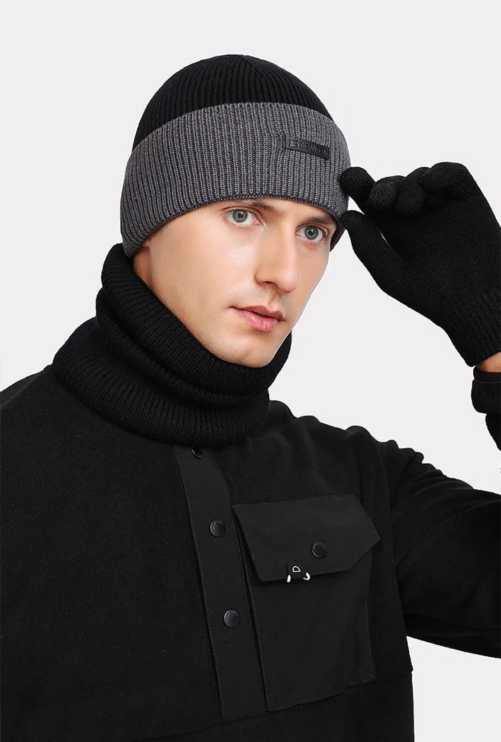 Wool Beanie Set | Cozy Knitted Men's Hat and Scarf