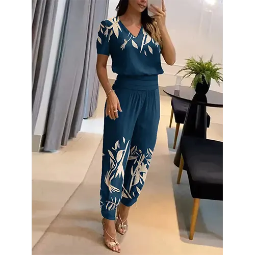 Trendiger Damen-Jumpsuit mit kurzen Ärmeln und weitem Bein - Alina