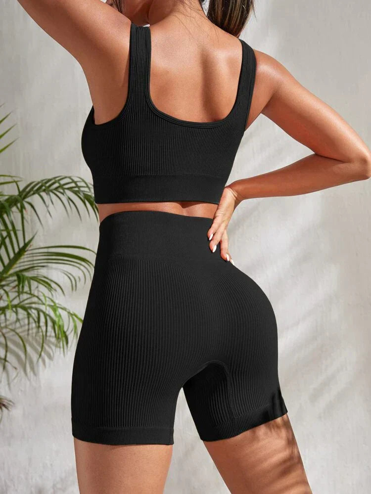 Tweedelige Dames Fitnessset met Shorts en Top - Sienna