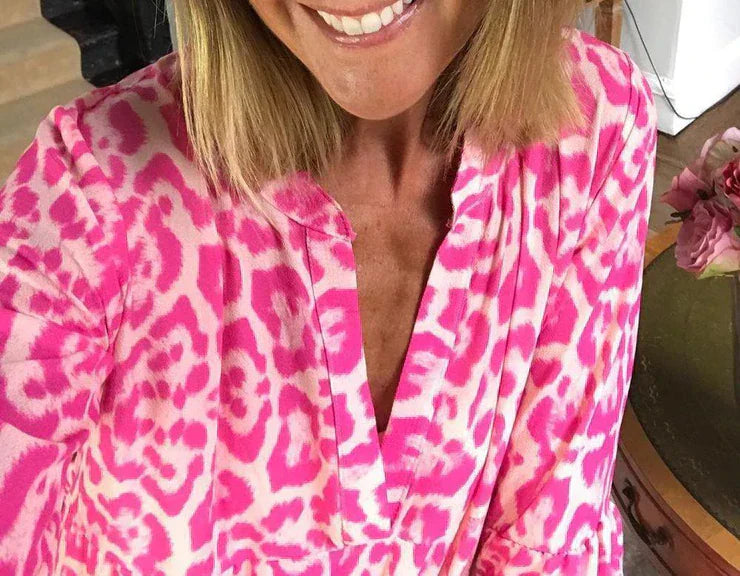Trendiges Maxikleid mit rosa Leopardenmuster - ChicSafari