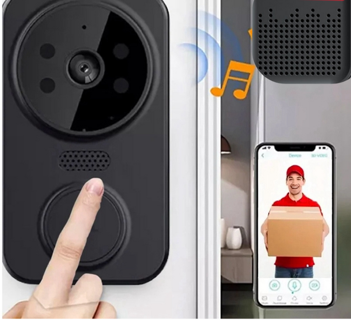 Zwarte Slimme Wi-Fi Deurbel met Camera – Noctiq