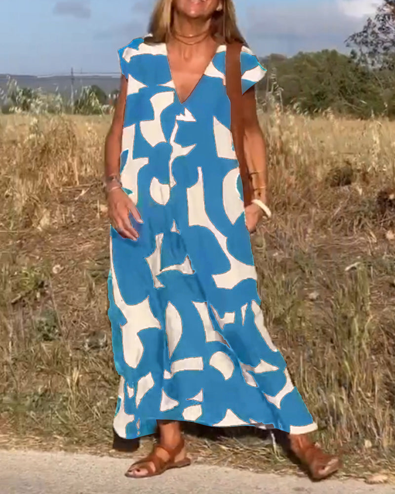 V-Ausschnitt Maxikleid mit Print - Bella