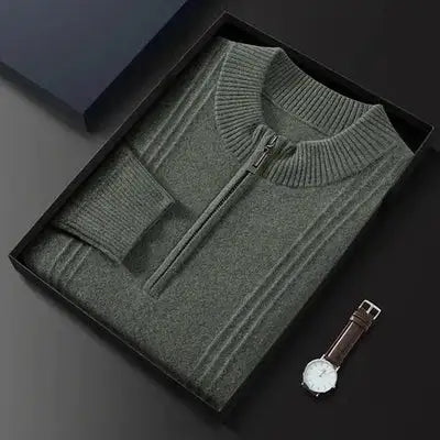 Warmer legerer Herrenpullover mit halbem Reißverschluss - Logan