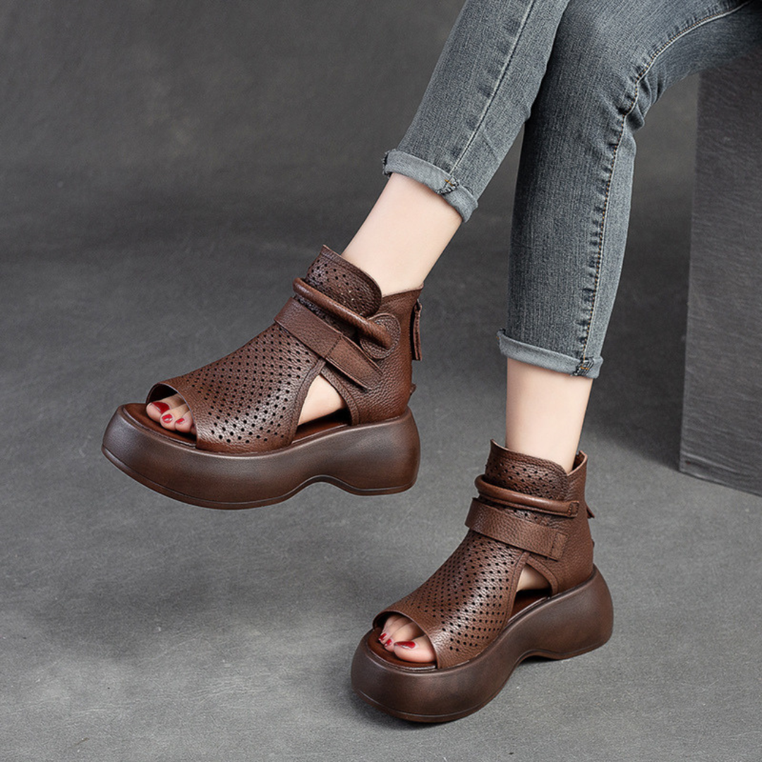 Orthopedische leren sandalen dames met schokabsorberende zool - Meike