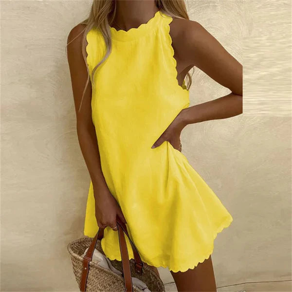 Stilvolles Bequemes Leinenkleid | Rundhalsausschnitt