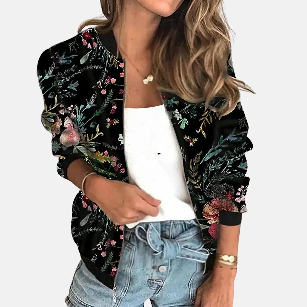 Damen Retro Bomberjacke mit Print - Zoë