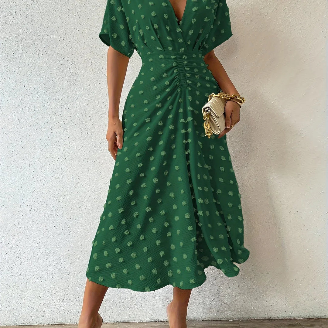 Fein gefaltetes Midikleid mit Rüschen | Abendkleid