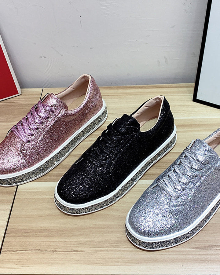 Stilvolle Plateau-Glitzer-Damensneaker - Sienna