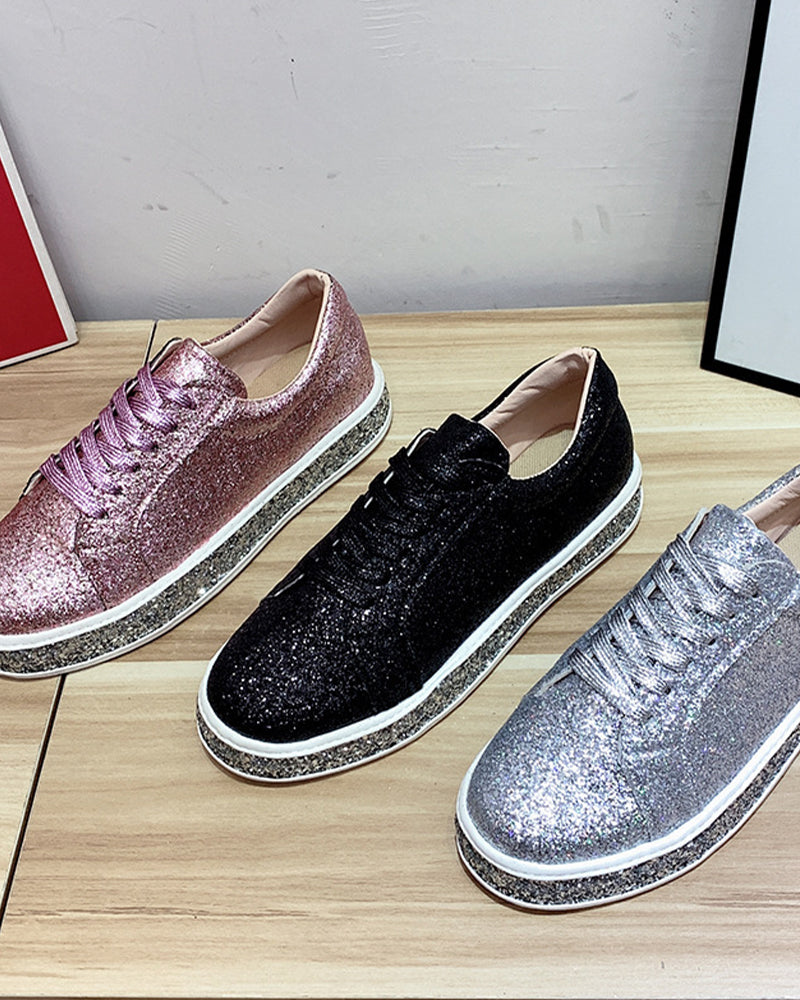 Stilvolle Plateau-Glitzer-Damensneaker - Sienna