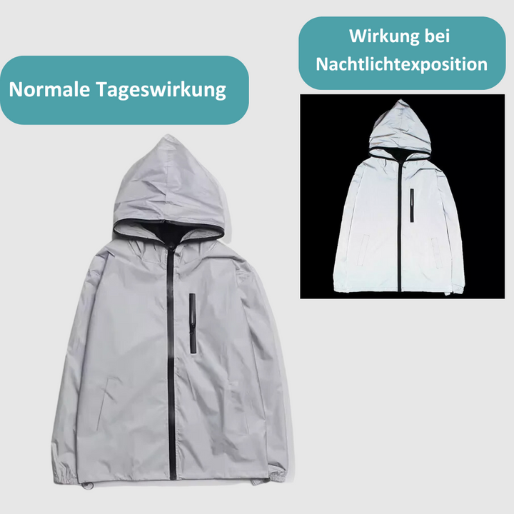 Hochreflektierende und wasserdichte Unisex-Regenjacke - LumiSafe