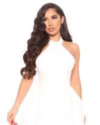 Stylish women's summer dress with halter collar - Malia