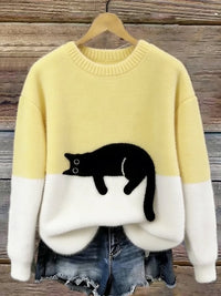 Cat Print Oversized Sweater 8