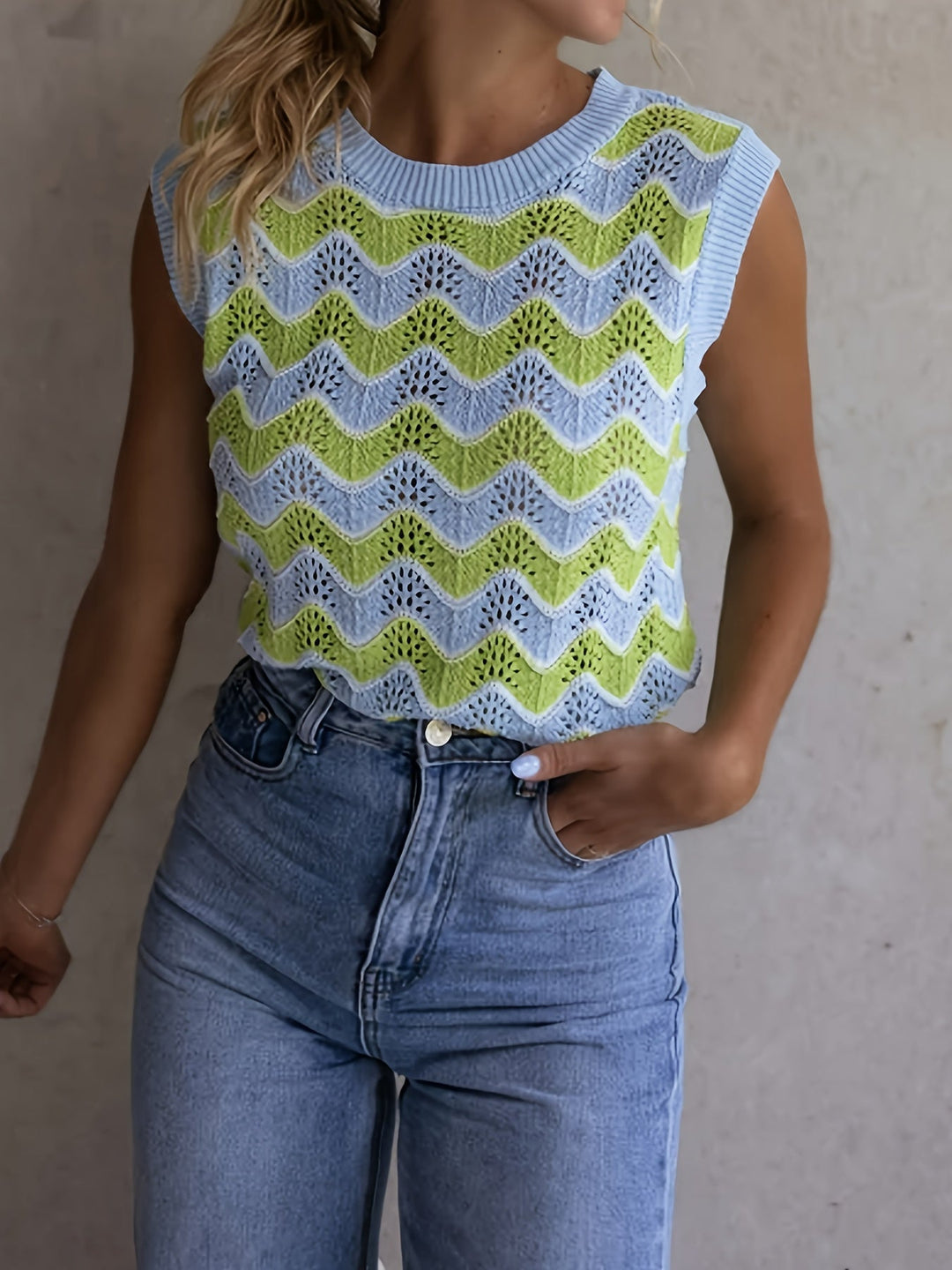 Trendy summer top in knitted look - StrickGlow