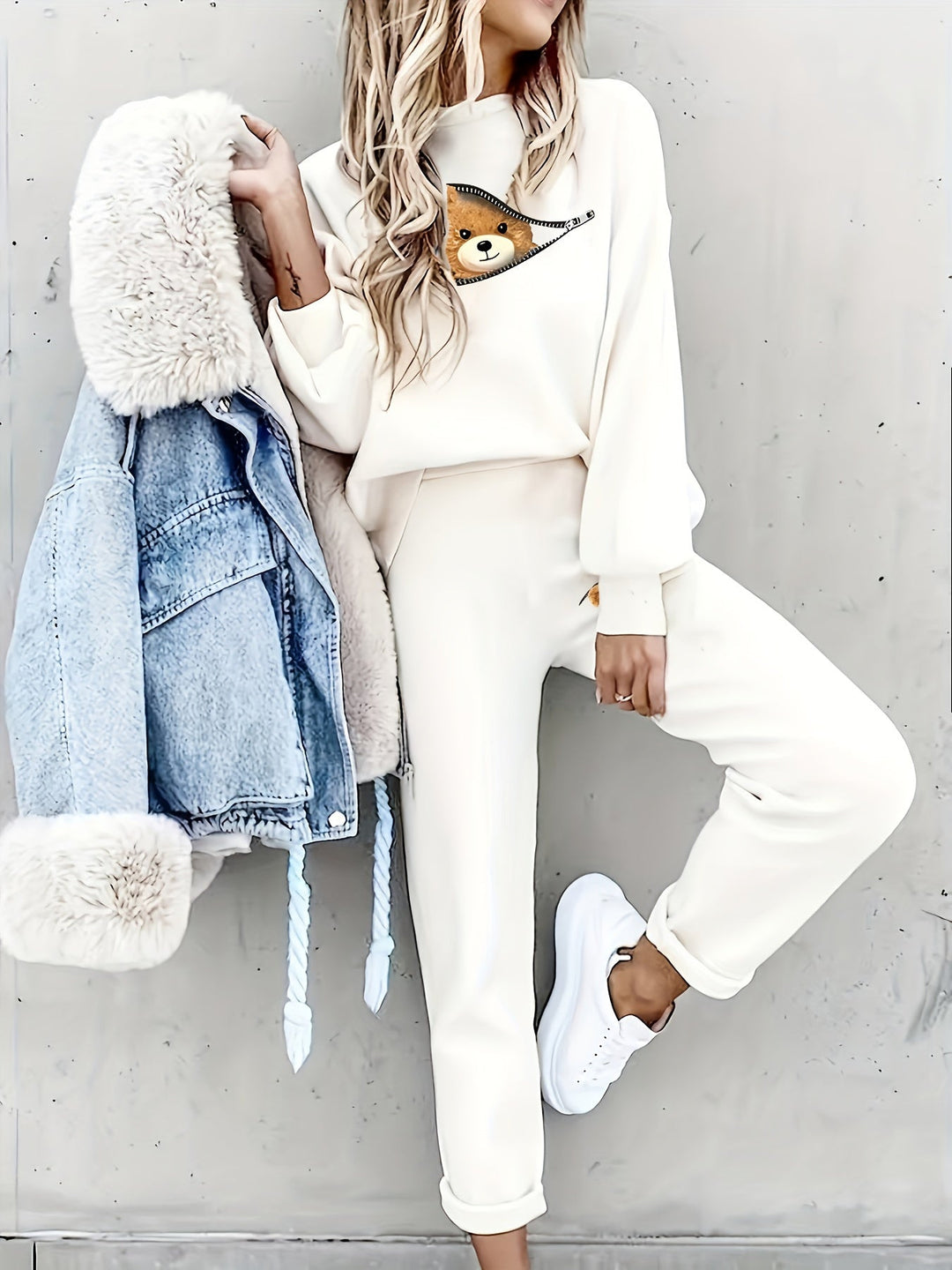 Lässiges Zweiteiliges Outfit mit Süßem Bärenprint - Mila