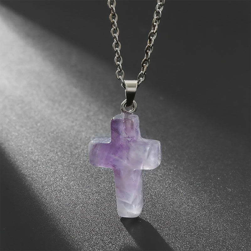Halskette mit Kreuz aus Natürlichen Edelsteinen - Seraphina