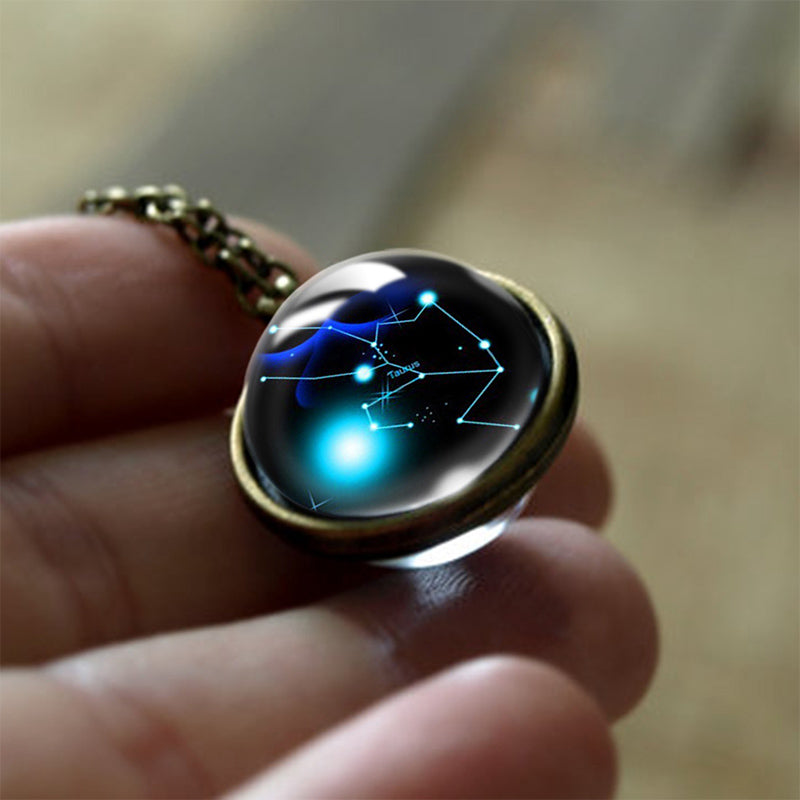Glass 12 Zodiac Sign Protective Pendant - Sofia