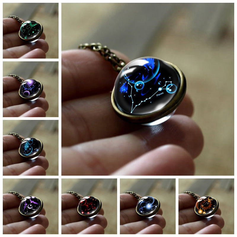 Glass 12 Zodiac Sign Protective Pendant - Sofia