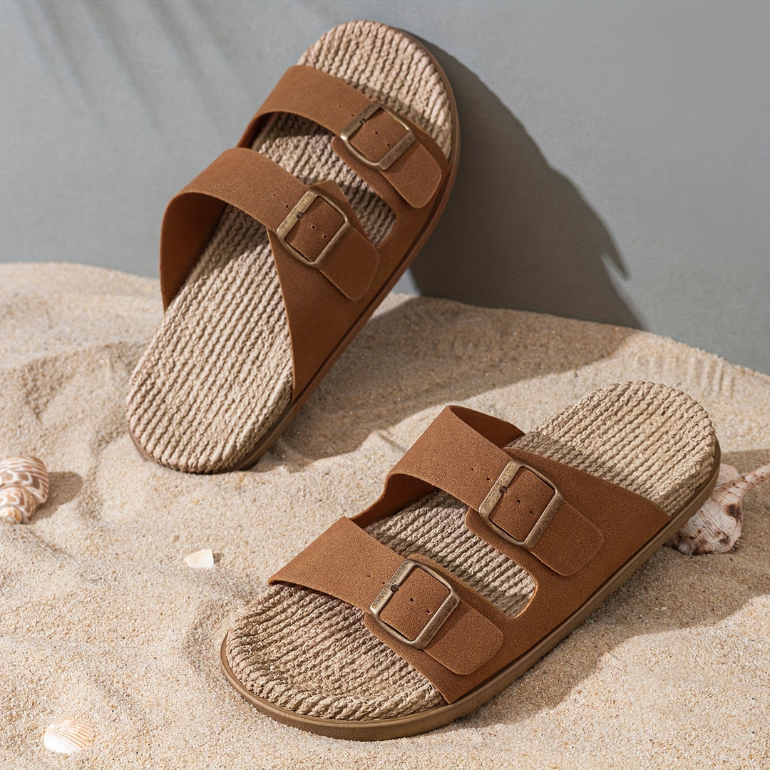 Stijlvolle heren zomer-slippers met verstelbare banden - GripStep