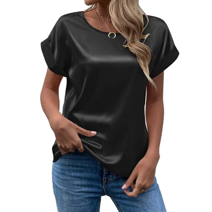 Satinized trendy shirt with loose cut for women - Leona