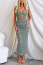Trendiges Mesh-Bodycon-Maxikleid mit Raffung – Kiara