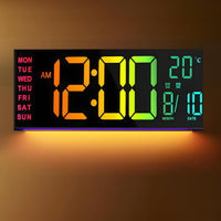 Digitale RGB-Wand- & Tischuhr 40,6 cm mit Fernbedienung – Lumeris